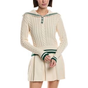 Serenette Womens  Knit Polo Sweater, White